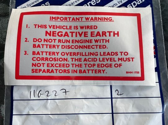 Negative Earth Sticker – NEW